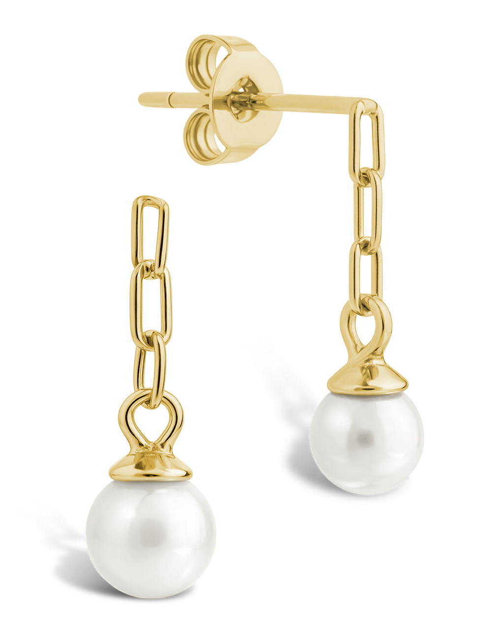 Sterling Silver Kaitlyn Pearl Link Drop Earrings