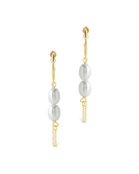 Sterling Silver Elsie Pearl Chain Drop Earrings