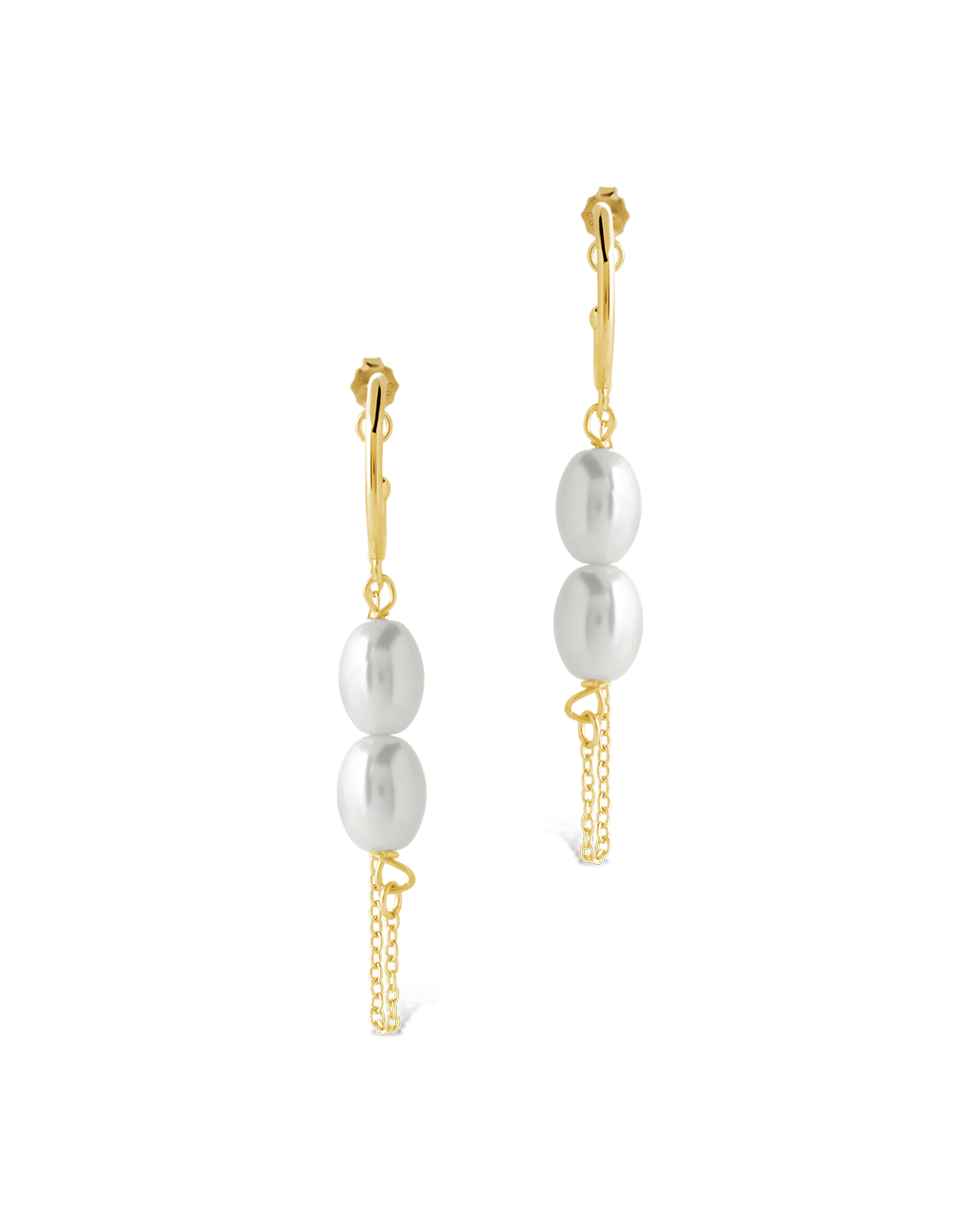 Sterling Silver Elsie Pearl Chain Drop Earrings