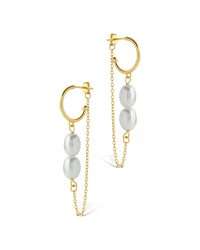 Sterling Silver Elsie Pearl Chain Drop Earrings