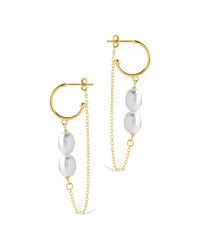 Sterling Silver Elsie Pearl Chain Drop Earrings
