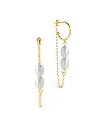 Sterling Silver Elsie Pearl Chain Drop Earrings