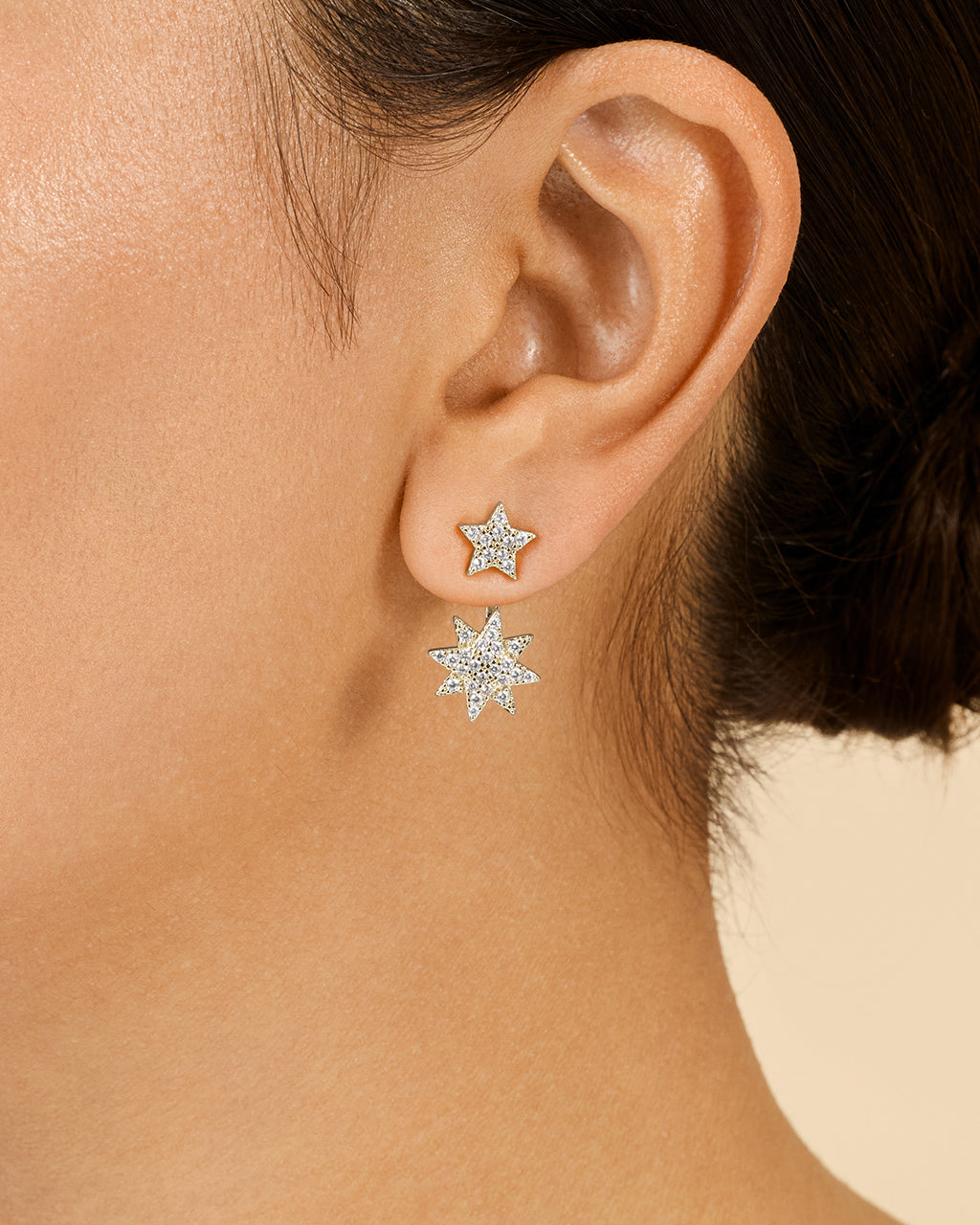 CZ Starburst Jacket Earrings