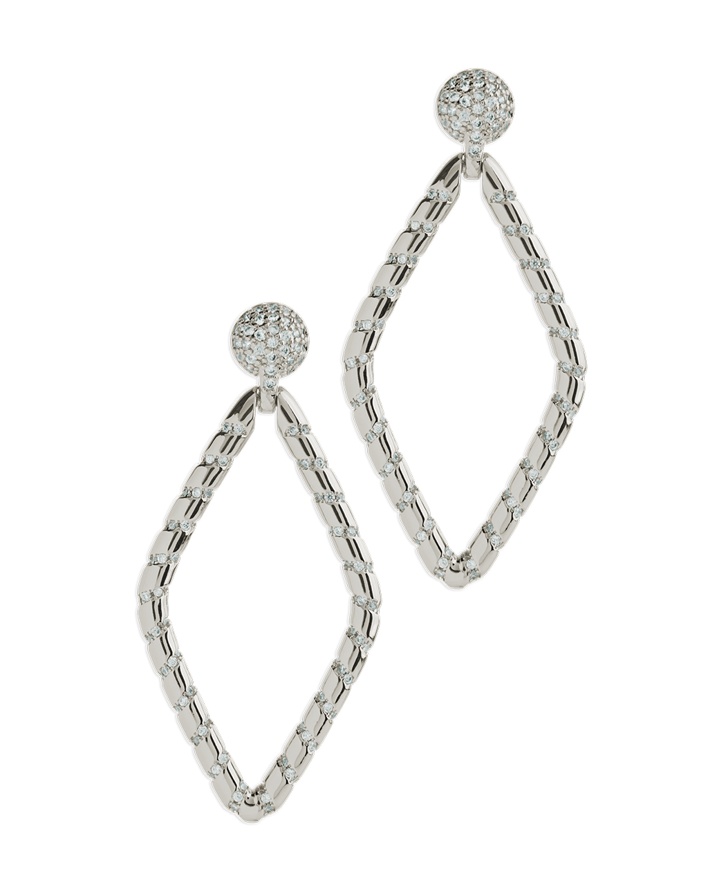 Geometric CZ Diamond Drop Stud Earrings