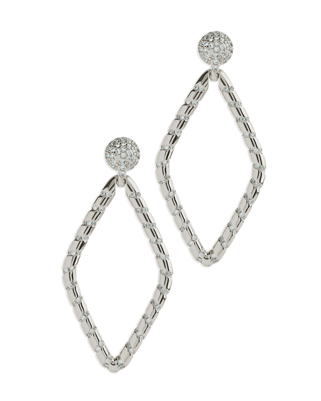 Geometric CZ Diamond Drop Stud Earrings - Sterling Forever