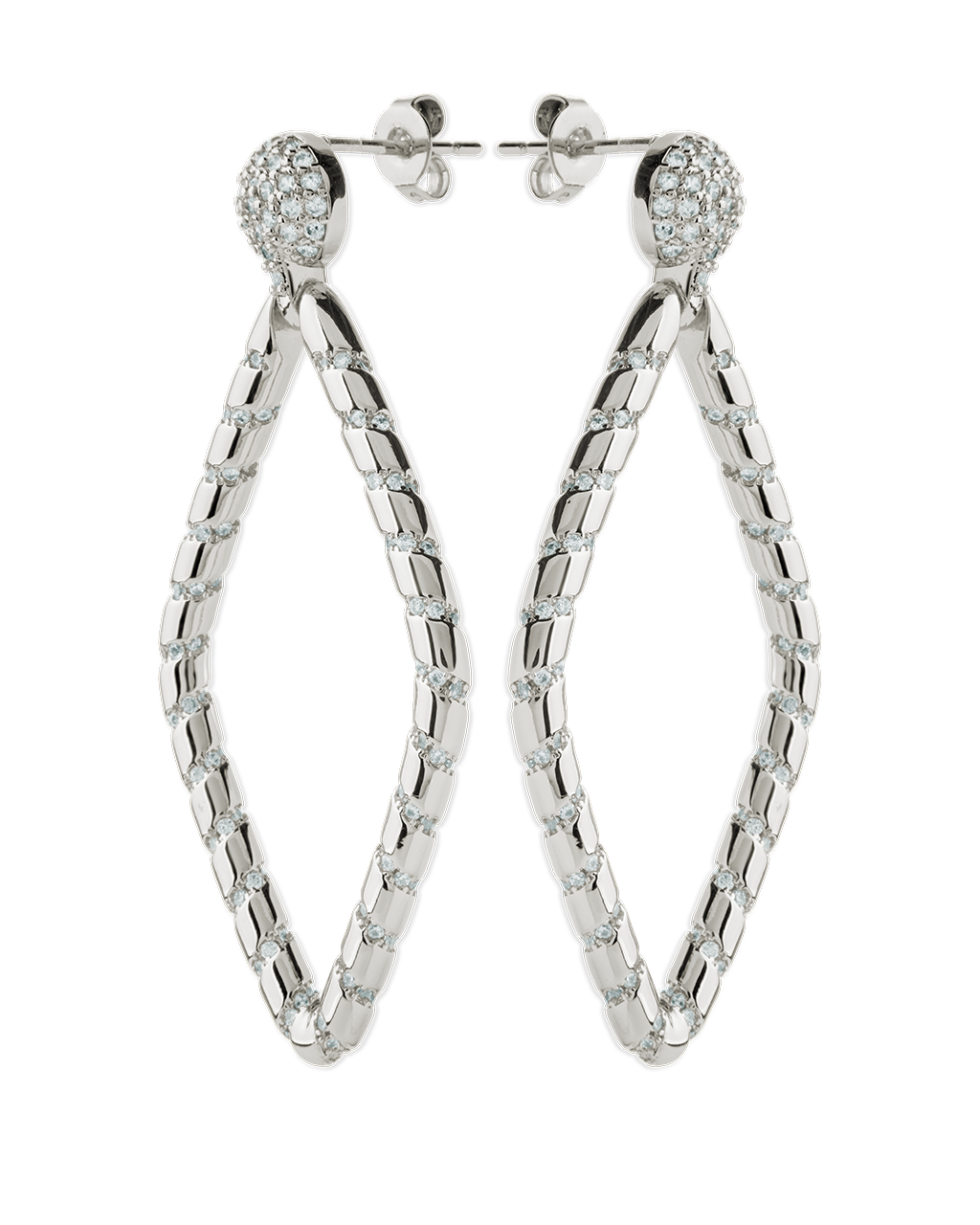 Geometric CZ Diamond Drop Stud Earrings