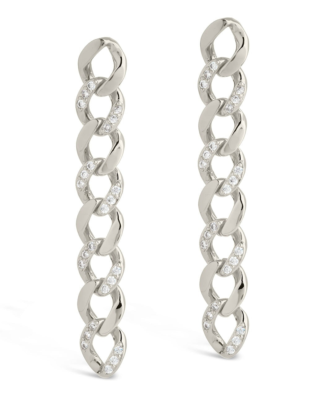 CZ Cuban Chain Link Drop Earrings Earring Sterling Forever 