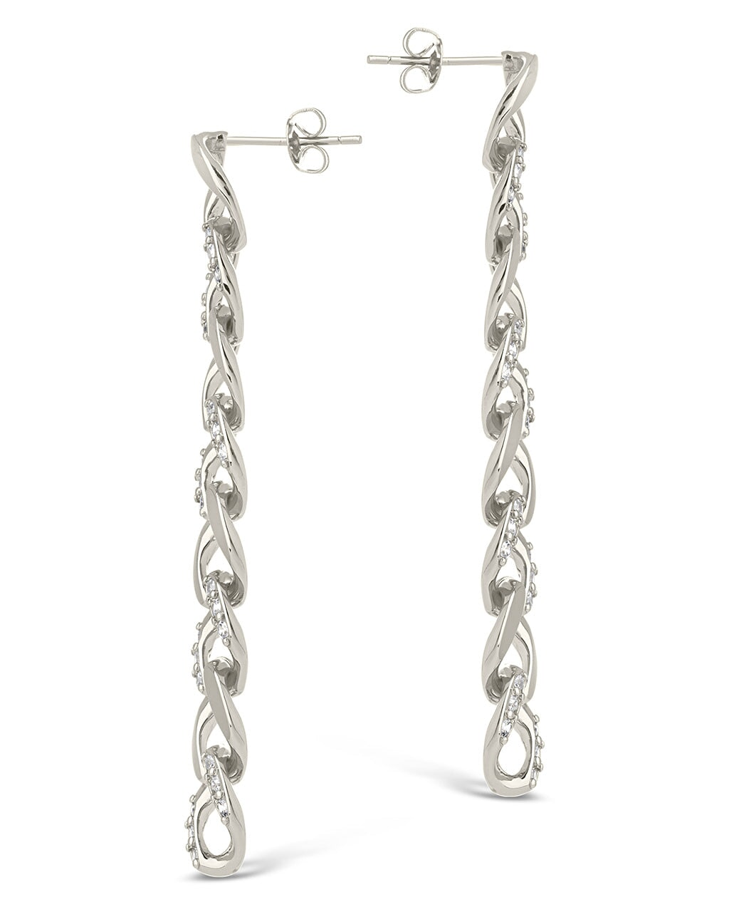 CZ Cuban Chain Link Drop Earrings Earring Sterling Forever 