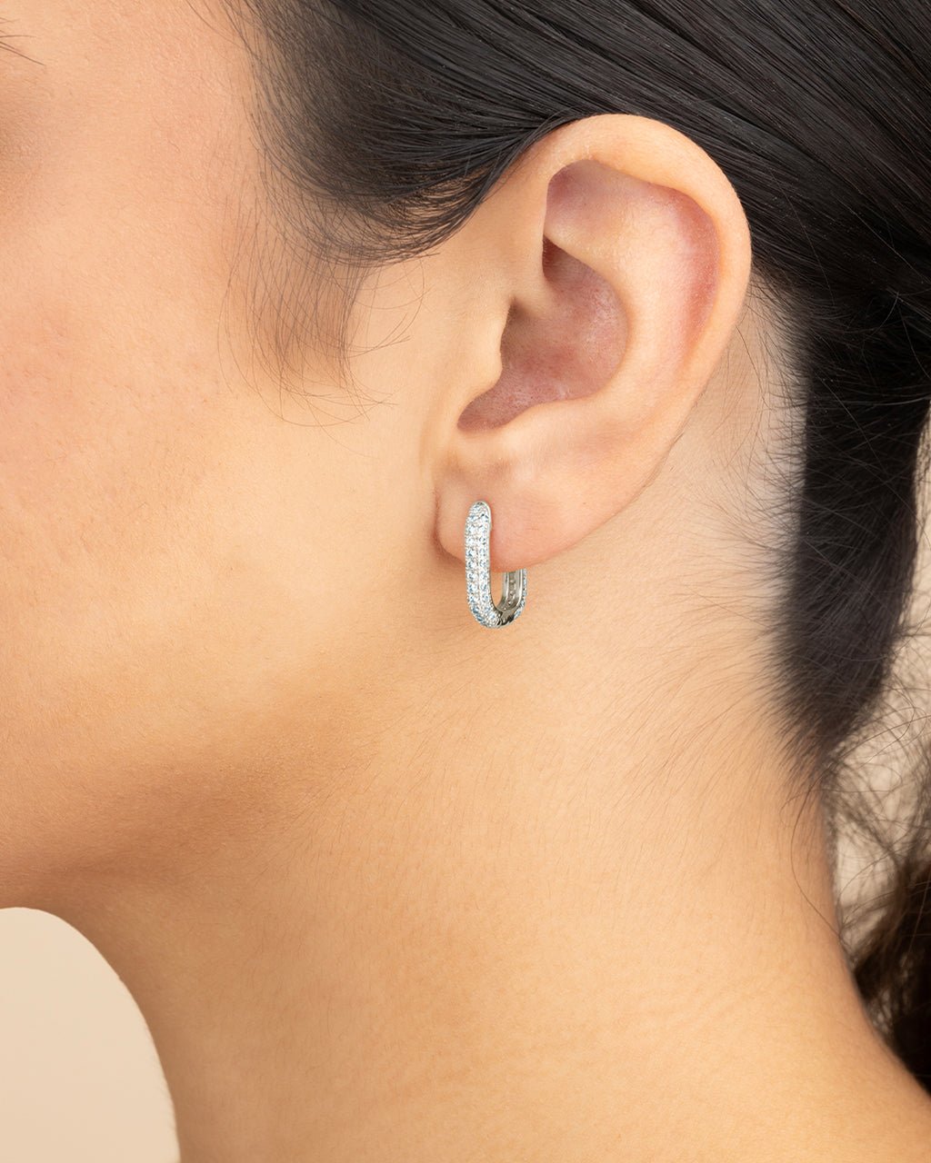 Mara CZ Rectangle Hoop Earrings - Sterling Forever