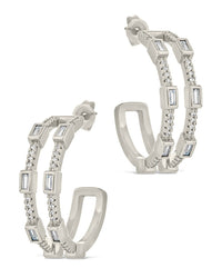 Neah CZ Station Hoop Earrings - Sterling Forever