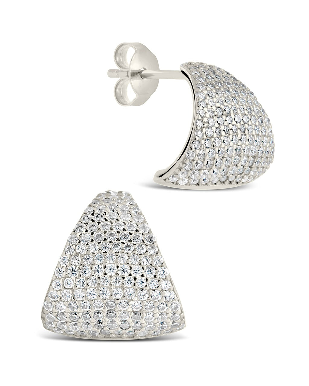 Aspen CZ Fan Studs Earring Sterling Forever Silver 