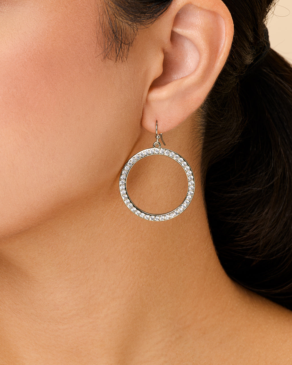 Della CZ Circle Dangle Earrings