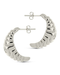 CZ Studded Croissant Hoop Earrings - Sterling Forever
