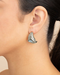 CZ Studded Croissant Hoop Earrings - Sterling Forever