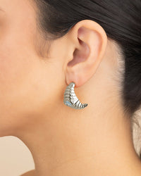CZ Studded Croissant Hoop Earrings - Sterling Forever