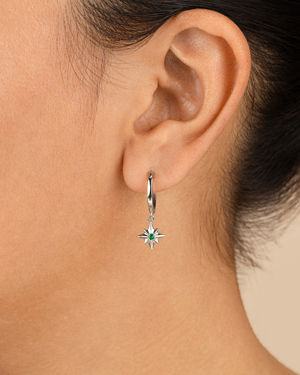 Demi CZ Burst Charm Hoop Earrings