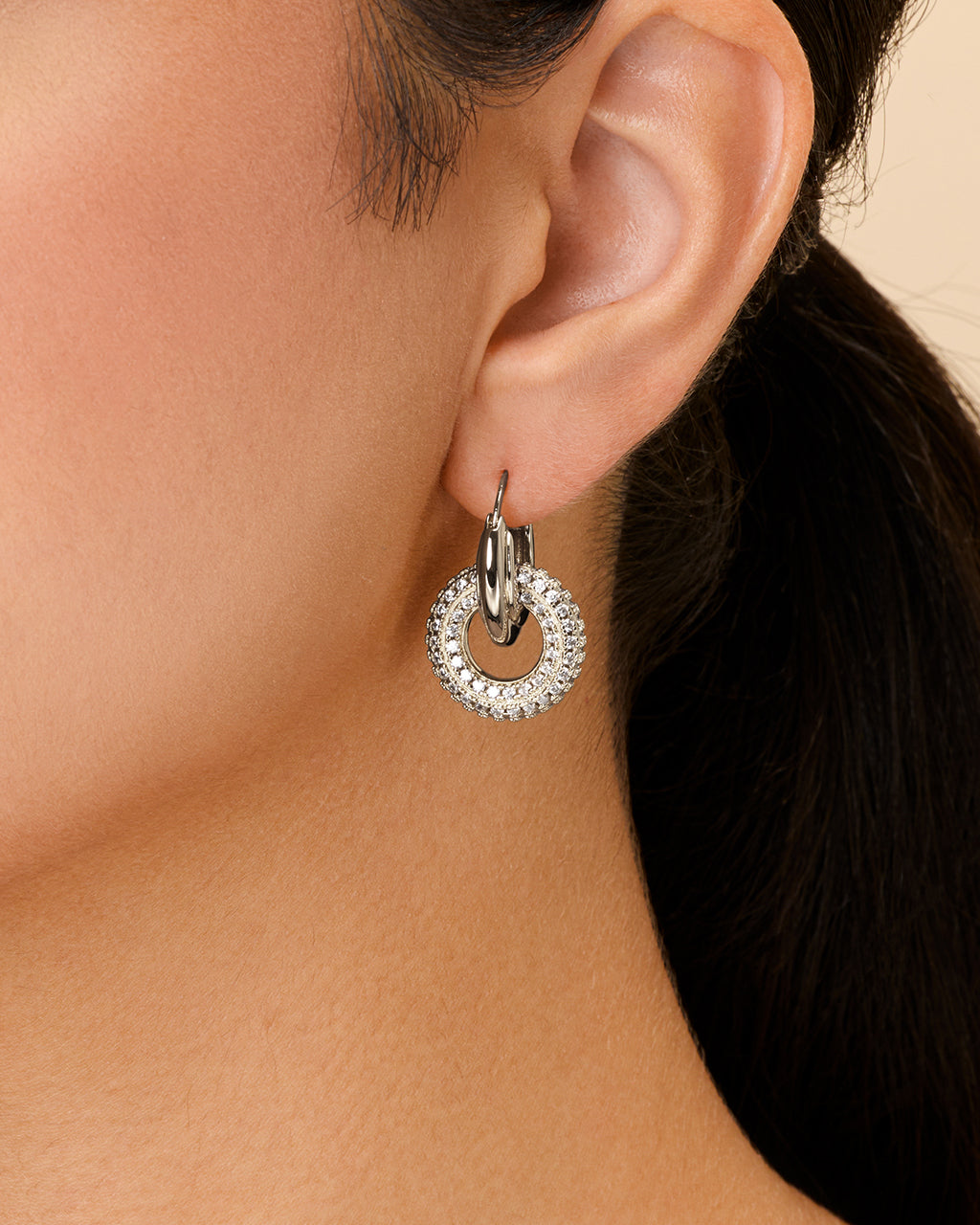 Hunter CZ Interlocking Circle Drop Earrings