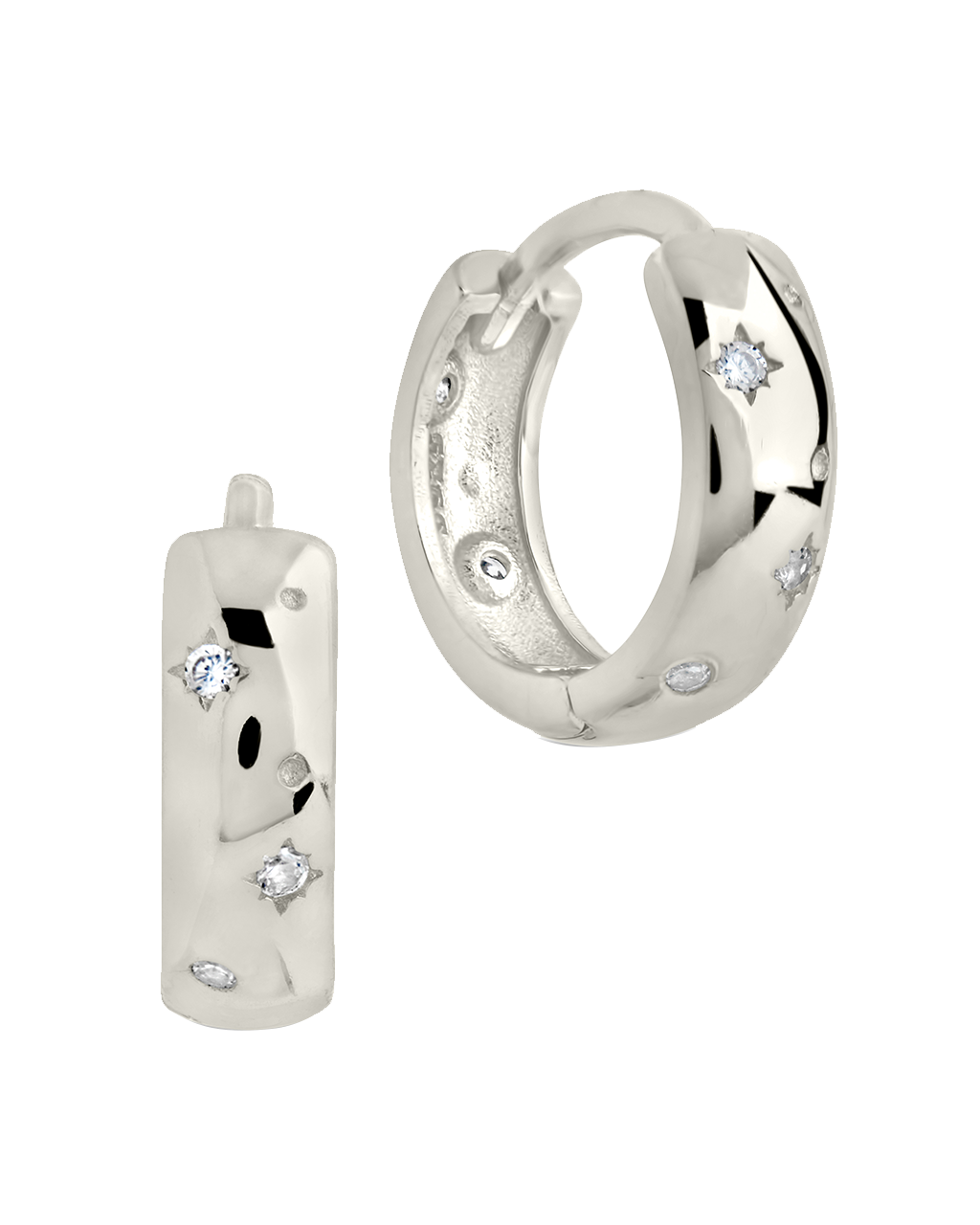 Greer CZ Burst Micro Hoop Earrings