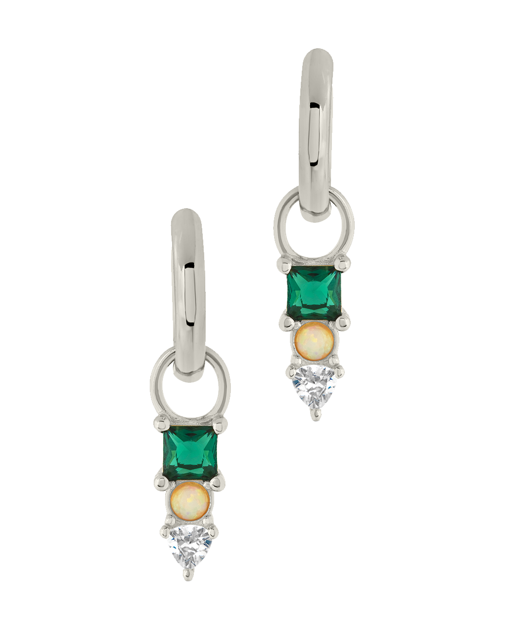Harmony CZ & Opal Charm Hoop Earrings