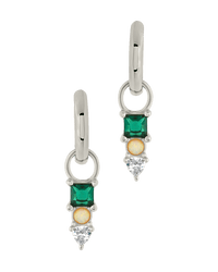 Harmony CZ & Opal Charm Hoop Earrings - Sterling Forever