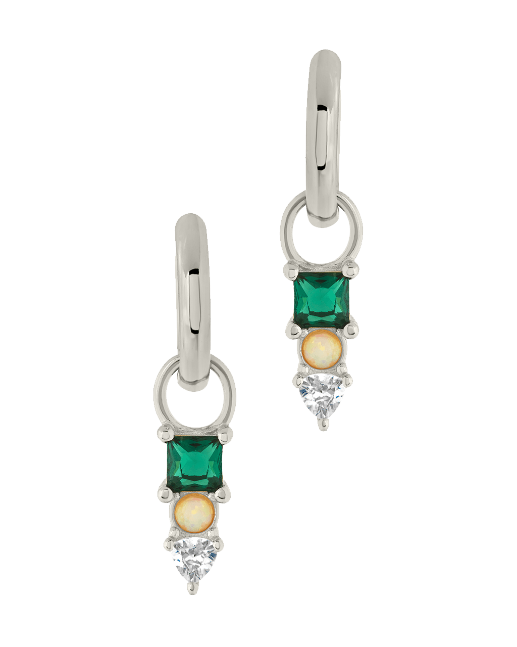 Harmony CZ & Opal Charm Hoop Earrings - Sterling Forever