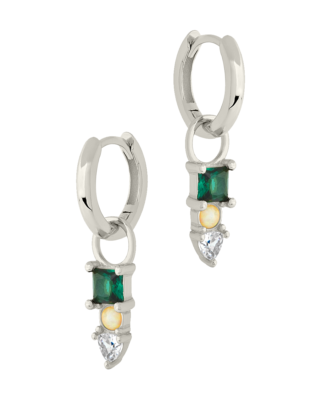Harmony CZ & Opal Charm Hoop Earrings