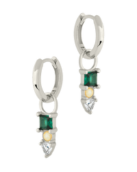 Harmony CZ & Opal Charm Hoop Earrings - Sterling Forever