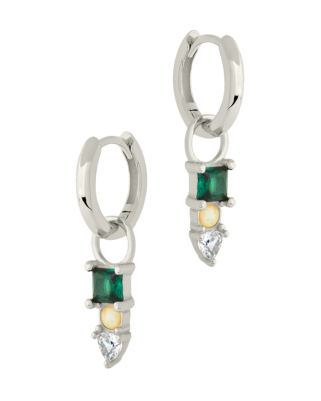 Harmony CZ & Opal Charm Hoop Earrings - Sterling Forever