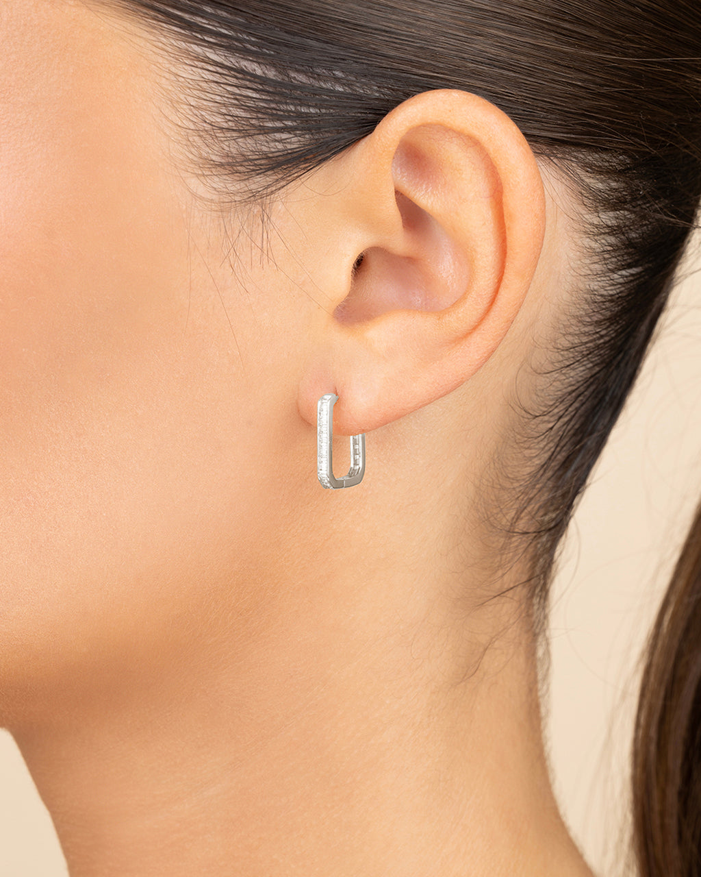 Piper CZ Rectangle Hoop Earrings