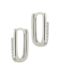 Nadine CZ Rectangle Hoop Earrings - Sterling Forever