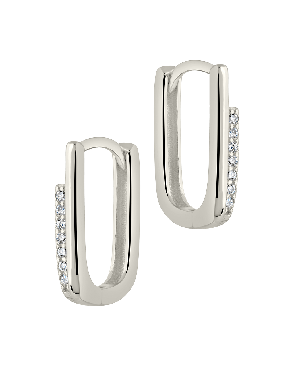 Nadine CZ Rectangle Hoop Earrings - Sterling Forever