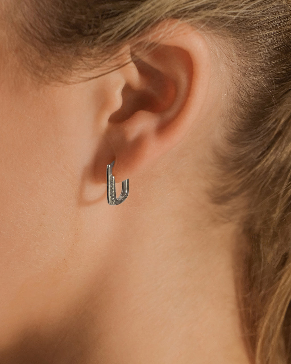 Nadine CZ Rectangle Hoop Earrings