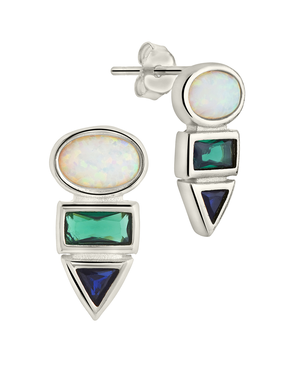 Lana Opal & CZ Drop Stud Earrings