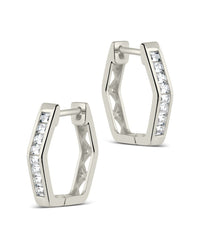Dani CZ Geometric Micro Hoop Earrings - Sterling Forever