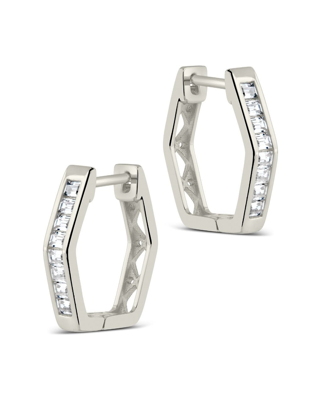 Dani CZ Geometric Micro Hoop Earrings - Sterling Forever