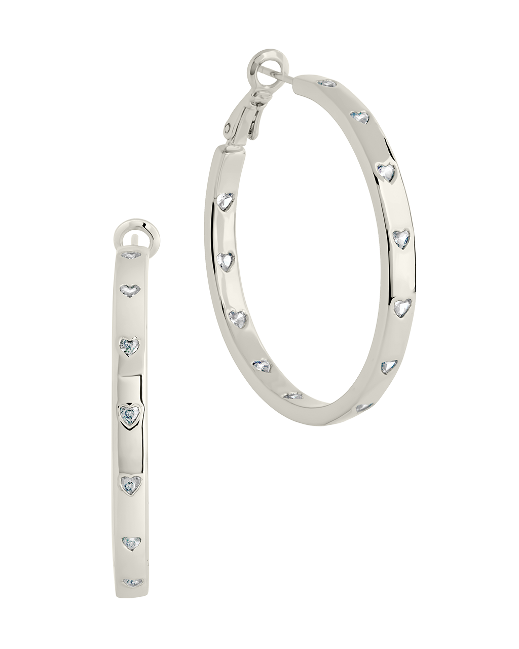 Thin CZ Station Hoop Earrings