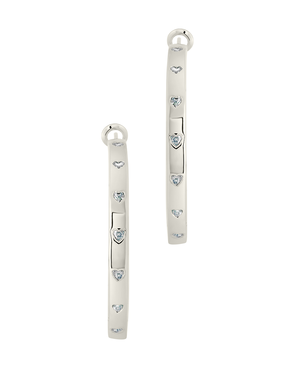 Thin CZ Station Hoop Earrings