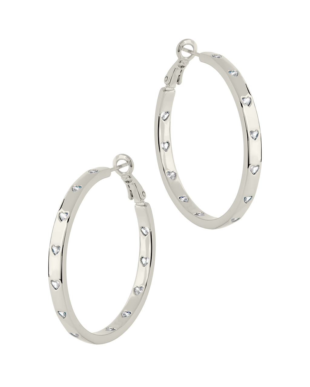 Thin CZ Station Hoop Earrings