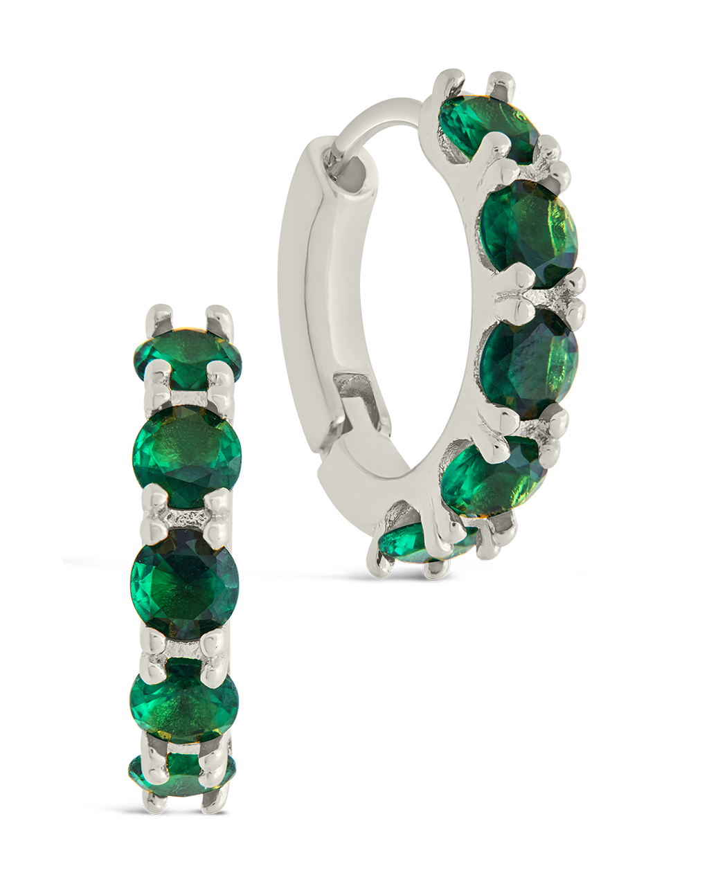Olivia Emerald CZ Micro Hoop Earrings