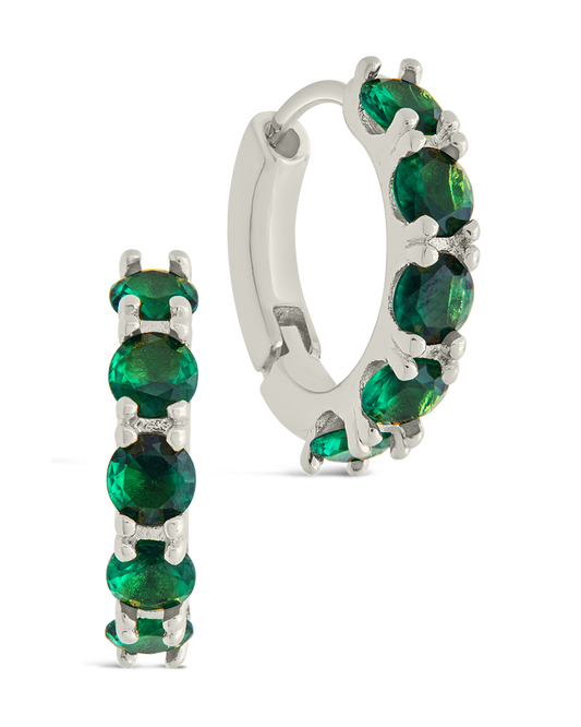 Olivia Emerald CZ Micro Hoop Earrings