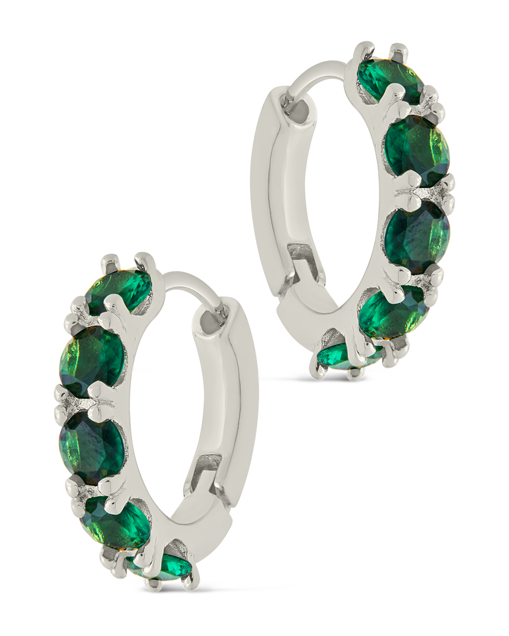 Olivia Emerald CZ Micro Hoop Earrings