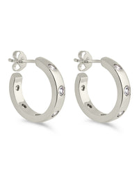 Molly CZ Studded Micro Hoops - Sterling Forever