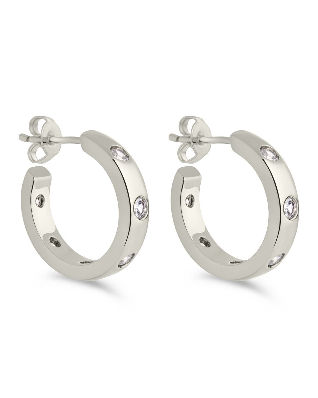 Molly CZ Studded Micro Hoops - Sterling Forever