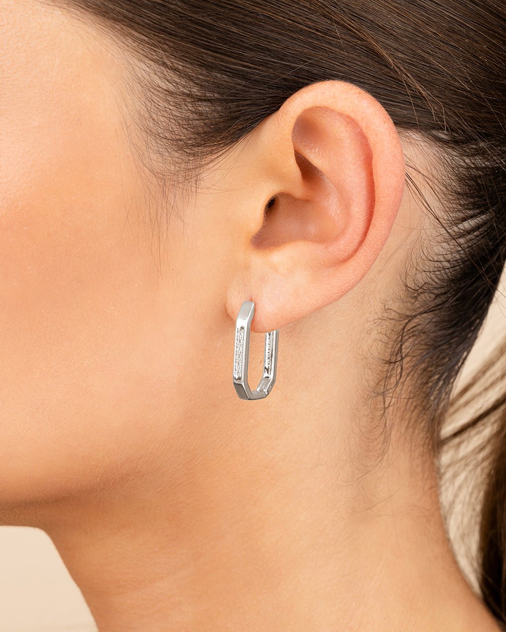 Aria Geometric CZ Micro Hoop Earrings - Sterling Forever