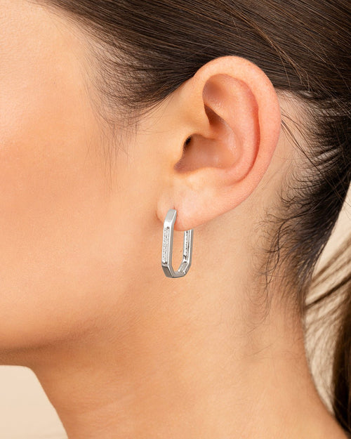 Aria Geometric CZ Micro Hoop Earrings