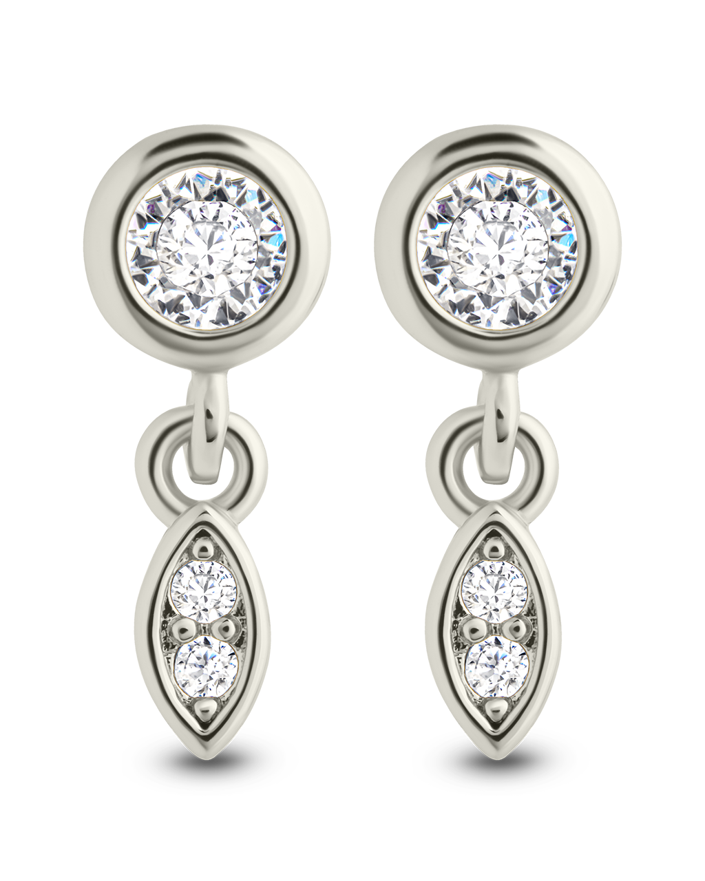 Bezel Set CZ Alice Drop Studs