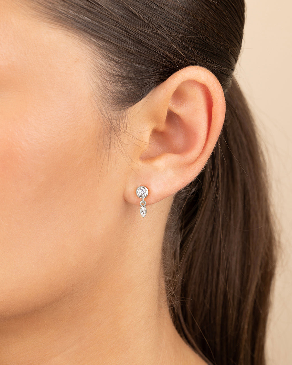 Bezel Set CZ Alice Drop Studs