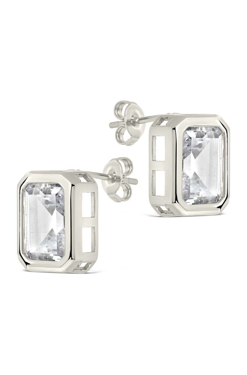 Camille Bezel CZ Statement Stud Earrings