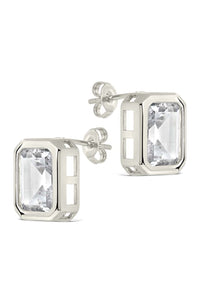 Camille Bezel CZ Statement Stud Earrings