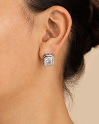 Camille Bezel CZ Statement Stud Earrings